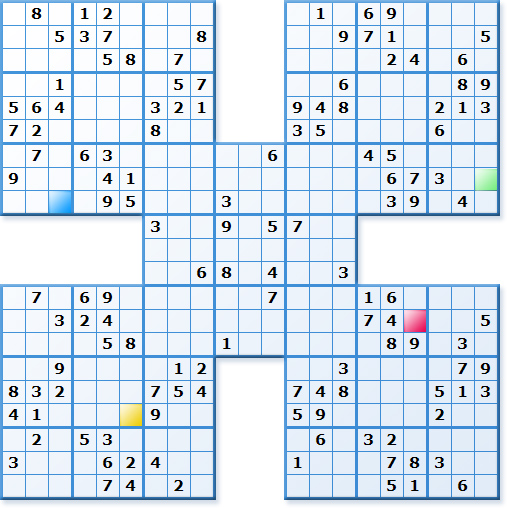 Prize Samurai Sudoku - Competition - very hard