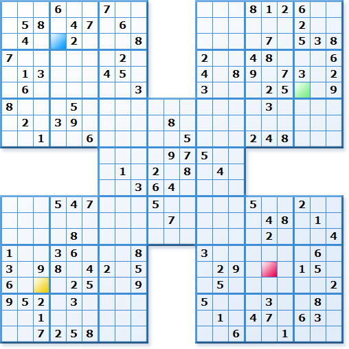 Prize Samurai Sudoku - Competition - very hard