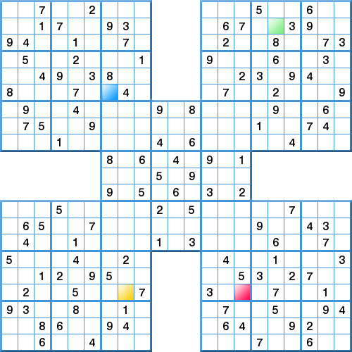 Prize Samurai Sudoku - Competition - Very hard